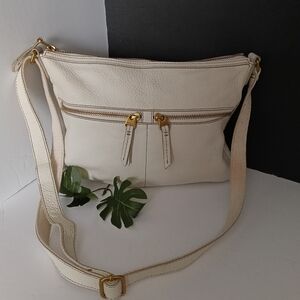 Fossil White Leather Crossbody Purse with Adjustable Strap